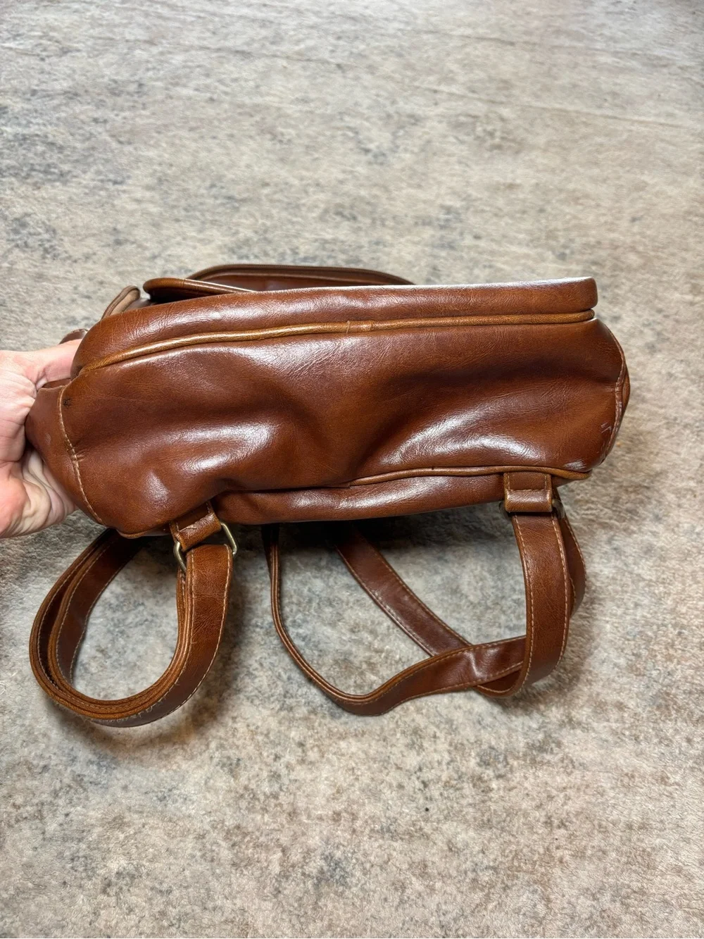 Vintage Rosetti Cognac Brown Small Faux Leather Backpack Purse